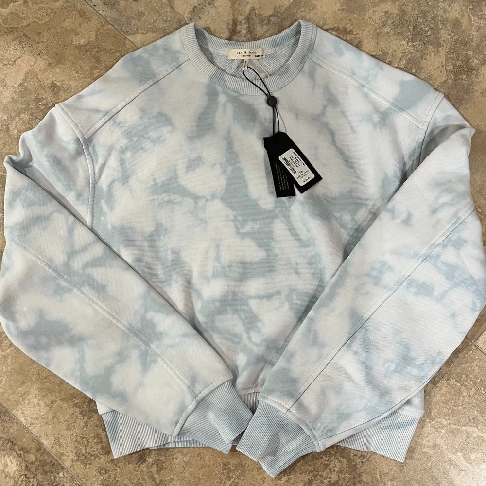rag & bone City Tie Dye Sweatshirt Oasis Light Blue Clouds Women's XXS New NWT